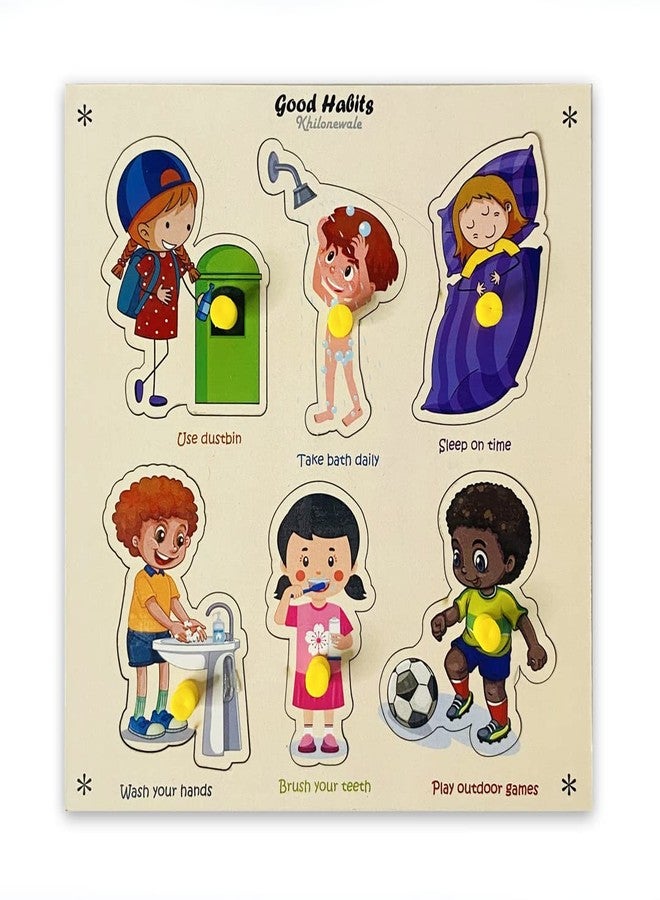 Khilonewale Kid's Wooden Good Habits Puzzle Games and Learning Educational Board for Kids - Image 1